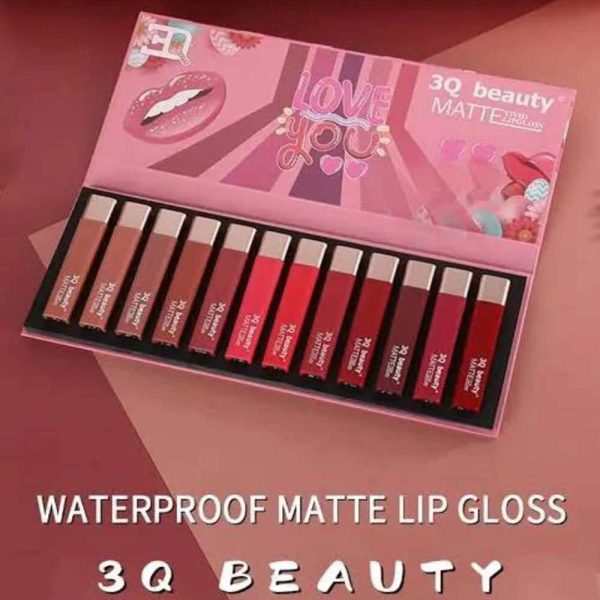 3Q Beauty waterproof matte lipgloss long lasting set of 12