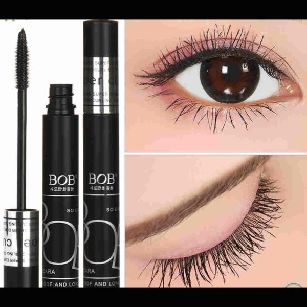 BOB Super Curl Mascara Thick Intense applied on open and close eye