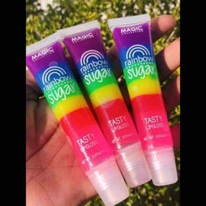 Magic Collection Tasty Rainbow Sugar Lip Gloss Moisturizing Fruity Rainbow Lip Balm