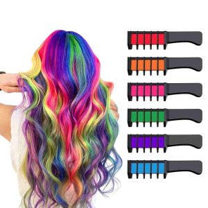 Hair Chalk Combs Set of 10 Temporary Hair Color for Kids Washable Hair Dye Rainbow Comb