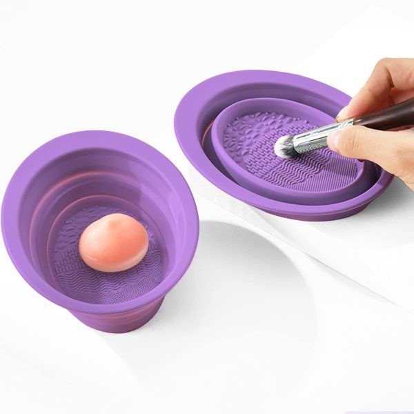 open and fold purple brush cleaning bowl shown