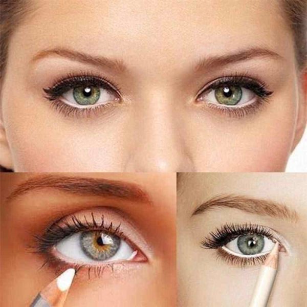 application of white eye pencil on different eyes