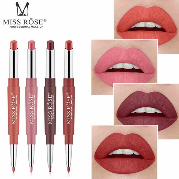 4 shade shown on lips of Missrose 2 in 1 Lipstick and Lipliner