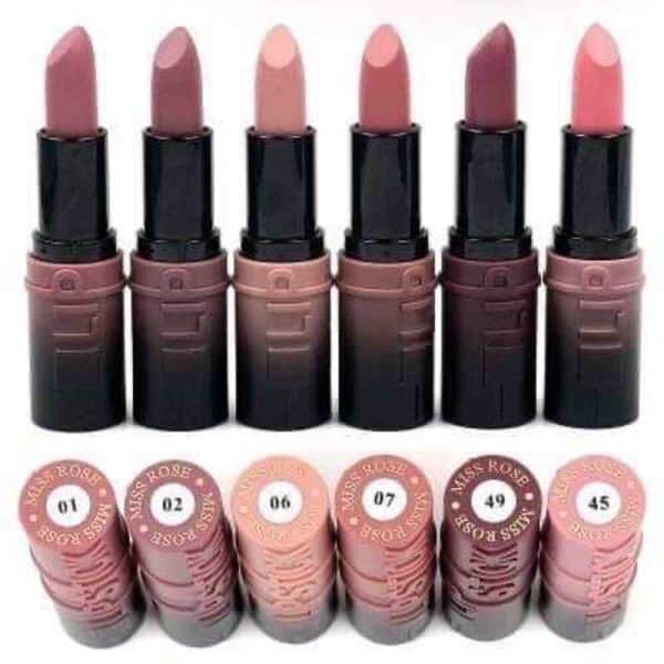 open picture of Miss rose Semi Matte Lipsticks Set of Pinks with shades shown.
