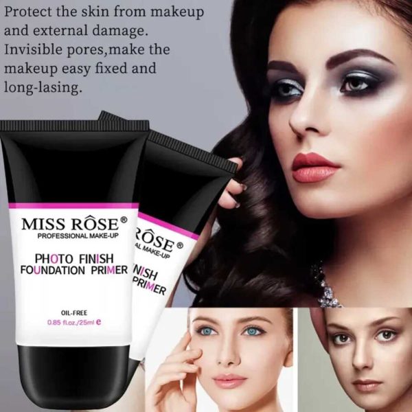 Miss Rose Photo Finish Foundation Primer effect shown on different faces