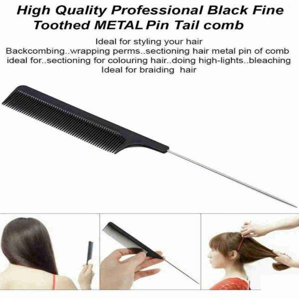 uses of professional hair styling and sectioning metal pin tail comb
