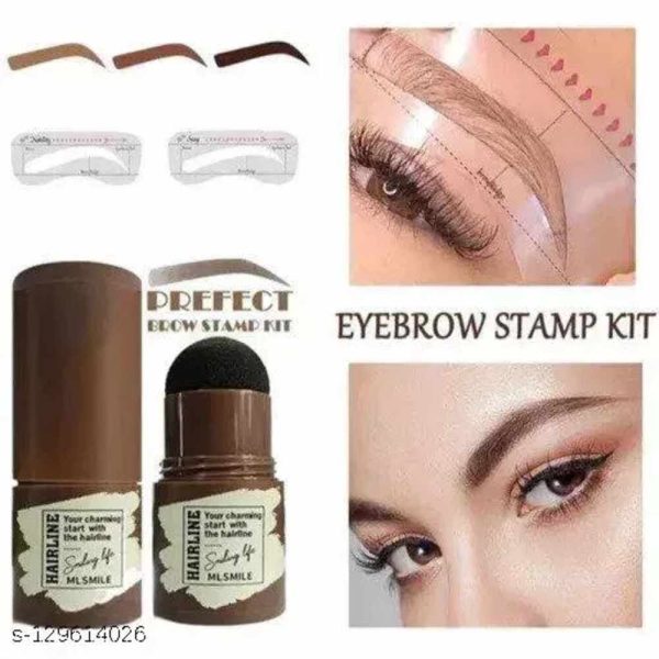 Eelhoe Hairline eyebrow Powder Stick, Brow Stamp Shaping Kit with Reusable Eyebrow Stencils applied on eyebrows