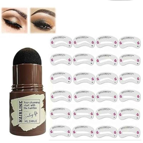 Eelhoe Hairline Powder Stick  and Eyebrow Stamp kit, with Reusable Eyebrow Stencils shown