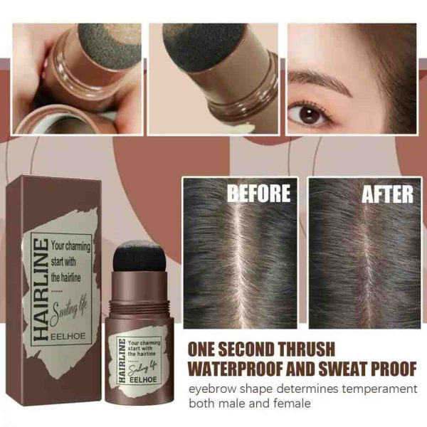 application of Hairline Powder Stick  and Eyebrow Stamp Shaping Kit with Reusable Eyebrow Stencils,