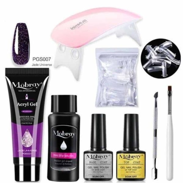 SUNmini UV LED Gel Nail Art Lamp, Portable USB Cable for Drying Nails With 7 accessories Polygel Nail Extension Kit