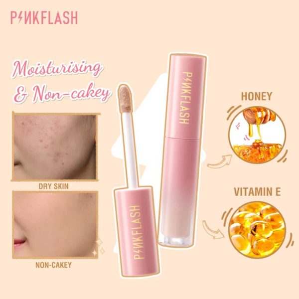 before and after use of Pinkflash Lasting Matte Breathable Concealer PF-F04 #OhMyBreath liquid concealer