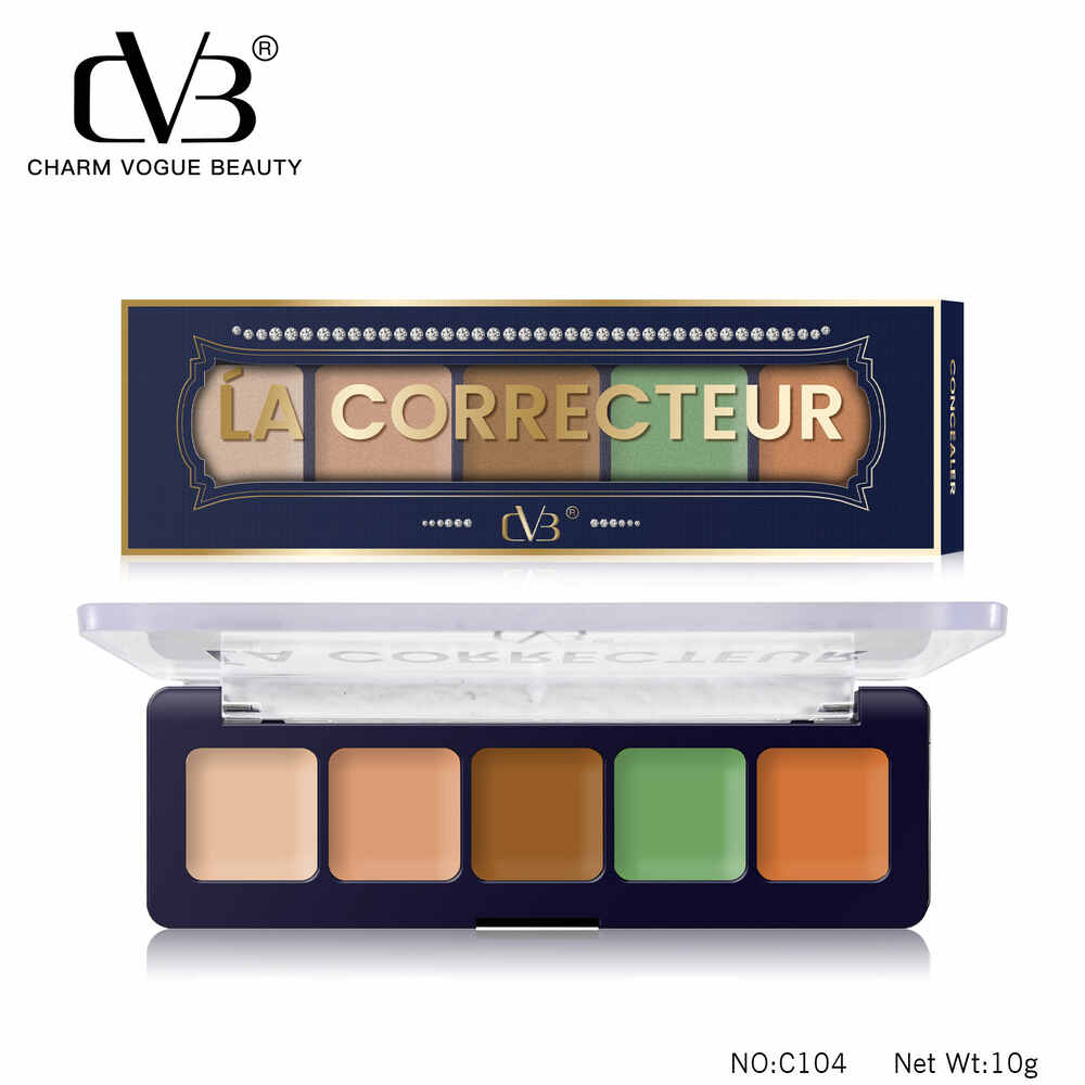 CVB Color Corrector/ Concealer Palette 5 in 1 For Discoloration, Dark Circles, Redness and spots Full Face Coverage Color-Correcting Concealer