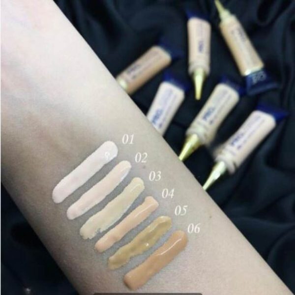 6 different shade of CVB Pro Conceal HD High-Definition Concealer applied on wrist