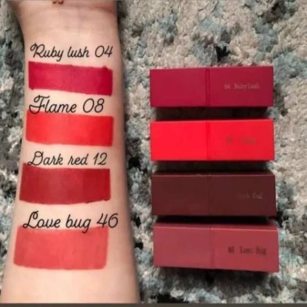red shades of 8 piece set miss rose fashion set of set of 8 vitamin E square lipsticks with semi matte finish